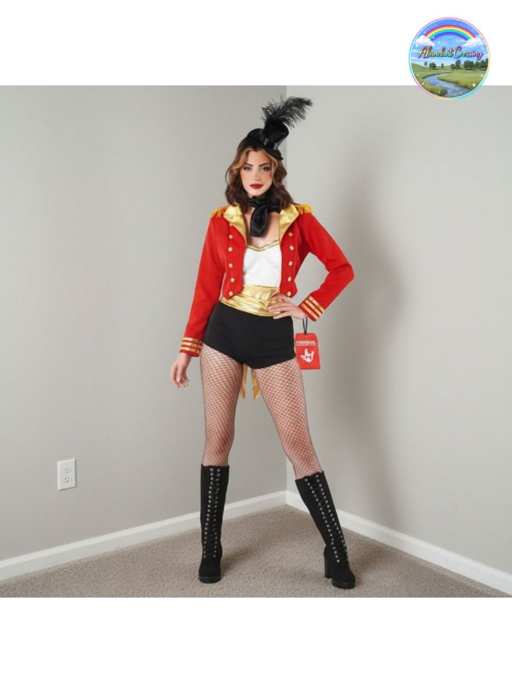 Ringmaster Costume Women Tailcoat Jacket Bodysuit Hat Halloween